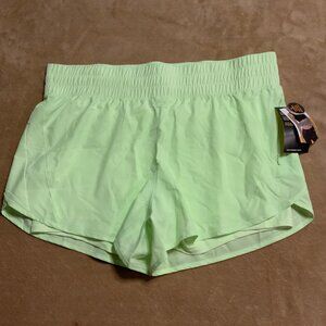 NWT Avia Women's Running Shorts Size 2XL Lime Green W/Bike Liner Side Zip Pocket